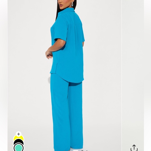 Turquoise Short Sleeve Pant Set - Picture 1 of 5